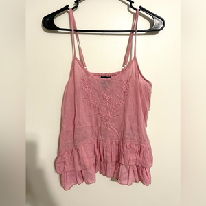Wet Seal Pink Floral Embroidered Flowy Tank | Size‎ S